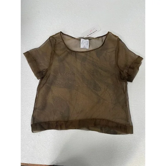 NWT Jamie + The Jones Marbled Chiffon Tee Blouse Umber Sz Small $340 - Picture 2 of 4
